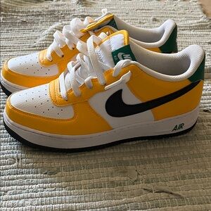 Nike Air Force 1 Yellow and White with Black Swoosh